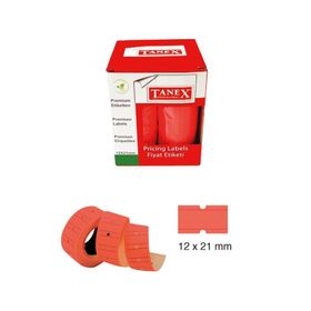 Tanex 21x12 cm 800'lü 6'lı Rulo Kırmızı Renk Fiyat Etiketi