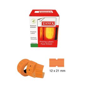 Tanex 21x12 cm 800'lü 6'lı Turuncu Renk Rulo Fiyat Etiketi