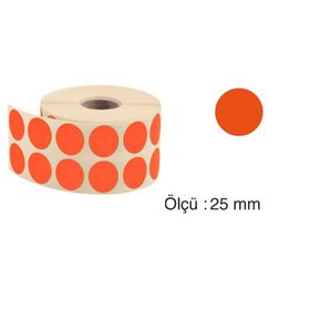 Tanex 25 mm 2500 Adet Floresan Turuncu Nokta Etiket