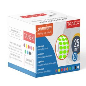 Tanex 25 mm 2500 Adet Floresan Yeşil Nokta Etiket
