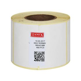 Tanex 58x40 mm 600 Adet Beyaz Termal Rulo Etiketi