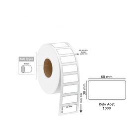 Tanex 60x30 mm Eco 40 mm Çap 1000'li Termal Etiket