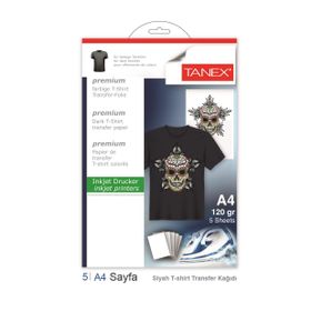 Tanex A4 Koyu Renkler 5 Sayfa T-Shirt Transfer Baskı Kağıdı