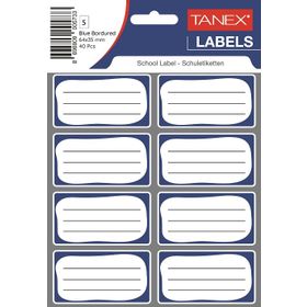 Tanex BRD-7001 Bordürlü Çift Sıra 5 Adet Mavi Okul Etiketi