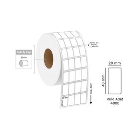 Tanex Eco 20x40 mm 25 mm Çap 4000'li 4'lü Termal Etiket