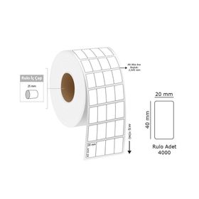 Tanex Eco 20x40 mm 25 mm Çap 4000'li 4'lü Termal Etiket