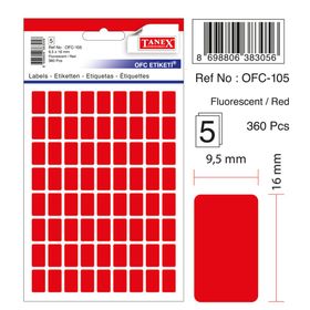 Tanex OFC-105 Flo Kırmızı 360 Adet Ofis Etiketi