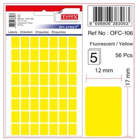 Tanex OFC-106 12x17 mm Sarı 5 Adet Ofis Etiketi