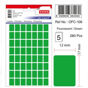 Tanex OFC-106 Flo Yeşil 280 Adet Ofis Etiketi