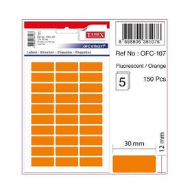 Tanex OFC-107 5'li Floresan Turuncu Ofis Etiketi