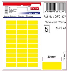Tanex OFC-107 Flo Sarı 50 Adet 10'lu Poşet Ofis Etiketi