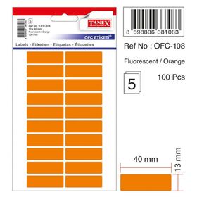 Tanex OFC-107 Flo Turuncu 50 Adet 10'lu Poşet Ofis Etiketi