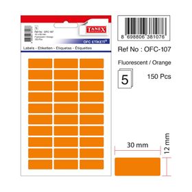 Tanex OFC-107 Flo Turuncu 50 Adet 10'lu Poşet Ofis Etiketi
