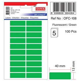 Tanex OFC-108 Flo Yeşil 50 Adet 10'lu Poşet Ofis Etiketi