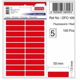 Tanex OFC-109 13x50 mm Kırmızı 5 Adet Ofis Etiketi