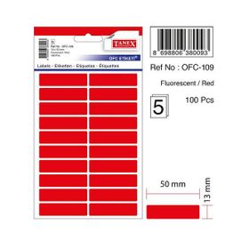 Tanex OFC-109 5'li Floresan Kırmızı Ofis Etiketi