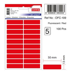 Tanex OFC-109 Flo Kırmızı 100 Adet Ofis Etiketi