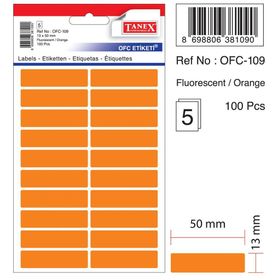 Tanex OFC-109 Flo Turuncu 50 Adet 10'lu Poşet Ofis Etiketi