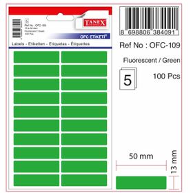 Tanex OFC-109 Flo Yeşil 50 Adet 10'lu Poşet Ofis Etiketi