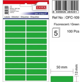 Tanex OFC-109 Flo Yeşil 50 Adet 10'lu Poşet Ofis Etiketi