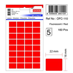 Tanex OFC-110 Flo Kırmızı 50 Adet 10'lu Poşet Ofis Etiketi