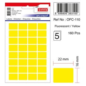 Tanex OFC-110 Flo Sarı 160 Adet Ofis Etiketi