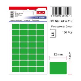Tanex OFC-110 Flo Yeşil 50 Adet 10'lu Poşet Ofis Etiketi