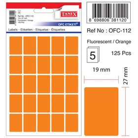 Tanex OFC-112 Flo Turuncu 50 Adet 10'lu Poşet Ofis Etiketi