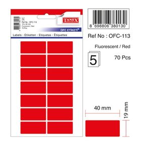 Tanex OFC-113 Flo Kırmızı 70 Adet Ofis Etiketi