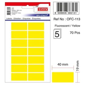Tanex OFC-113 Flo Sarı 70 Adet Ofis Etiketi