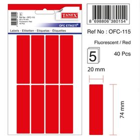 Tanex OFC-115 Flo 40 Adet Kırmızı Ofis Etiketi