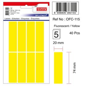 Tanex OFC-115 Flo Sarı 40 Adet Ofis Etiketi