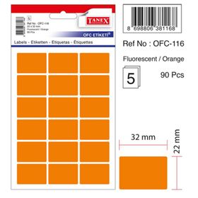 Tanex OFC-116 22x32 mm Turuncu 5 Adet Ofis Etiketi