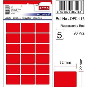 Tanex OFC-116 Flo Kırmızı 50 Adet 10'lu Poşet Ofis Etiketi