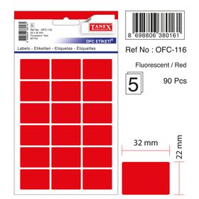 Tanex OFC-116 Flo Kırmızı 90 Adet Ofis Etiketi