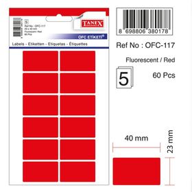 Tanex OFC-117 Flo Kırmızı 60 Adet Ofis Etiketi