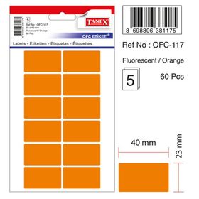Tanex OFC-117 Flo Turuncu 60 Adet Ofis Etiketi