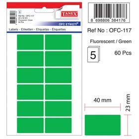 Tanex OFC-117 Flo Yeşil 50 Adet 10'lu Poşet Ofis Etiketi