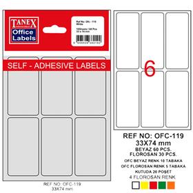 Tanex OFC-119 33x74 mm Beyaz Poşetli Ofis Etiketi