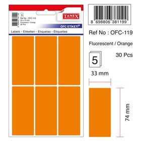 Tanex OFC-119 Flo Turuncu 30 Adet Ofis Etiketi