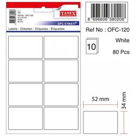Tanex OFC-120 34x52 mm Beyaz 10 Adet Etiket