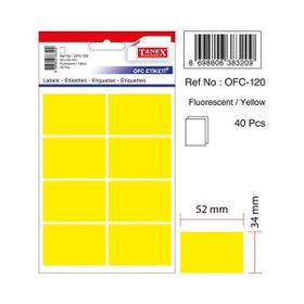 Tanex OFC-120 5'li Floresan Sarı Ofis Etiketi