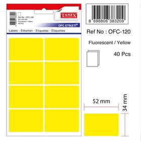Tanex OFC-120 Flo Sarı 40 Adet Ofis Etiketi