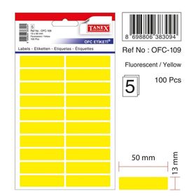 Tanex OFC-120 Flo Sarı 50 Adet 10'lu Poşet Ofis Etiketi