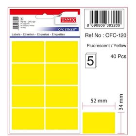 Tanex OFC-120 Flo Sarı 50 Adet 10'lu Poşet Ofis Etiketi
