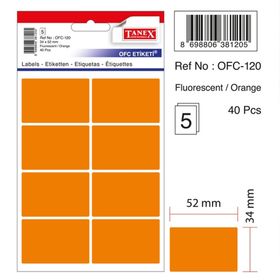 Tanex OFC-120 Flo Turuncu 40 Adet Ofis Etiketi