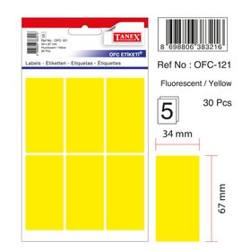Tanex OFC-121 Flo Sarı 30 Adet Ofis Etiketi