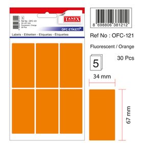 Tanex OFC-121 Flo Turuncu 30 Adet Ofis Etiketi