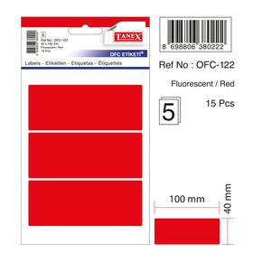 Tanex OFC-122 Flo Kırmızı 50 Adet 10'lu Poşet Ofis Etiketi