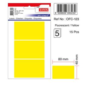 Tanex OFC-123 48x80 mm Fosforlu Sarı Poşetli Ofis Etiketi